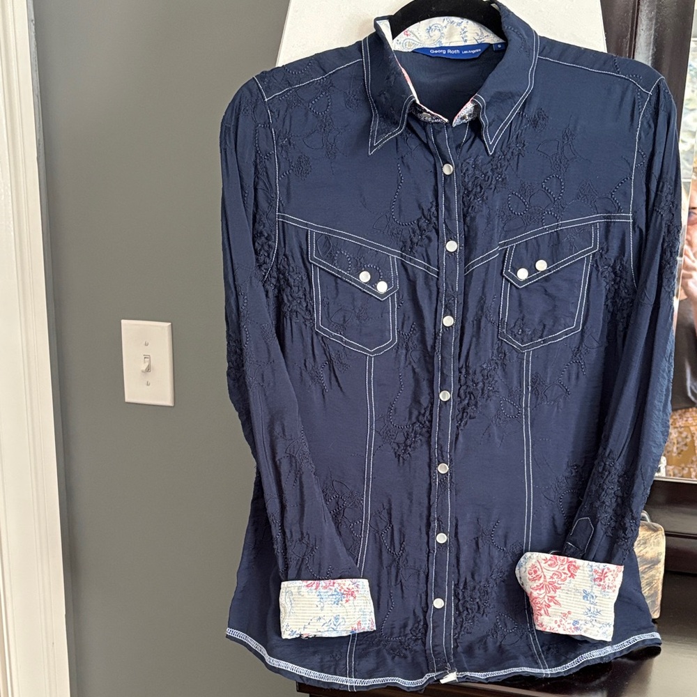 Women's Navy Button Down Shirt